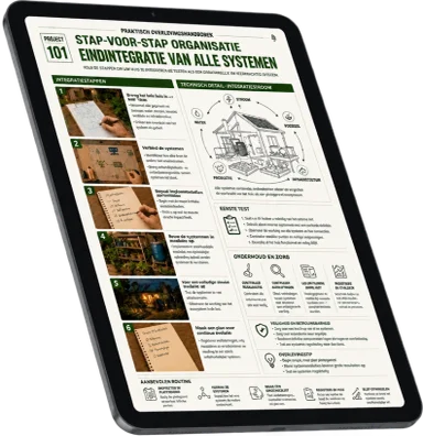 Mock-up van het Survival Handboek weergegeven op een tablet