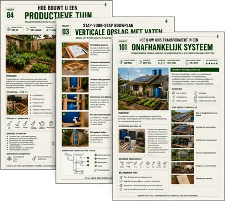 Binnenpagina's van het Survival Handboek geopend met praktische projecten